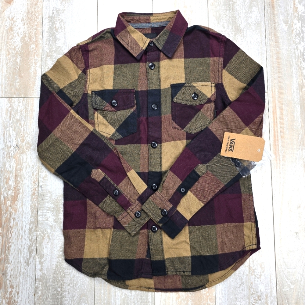 Vans Box Flannel Kids Tan/Burgundy
